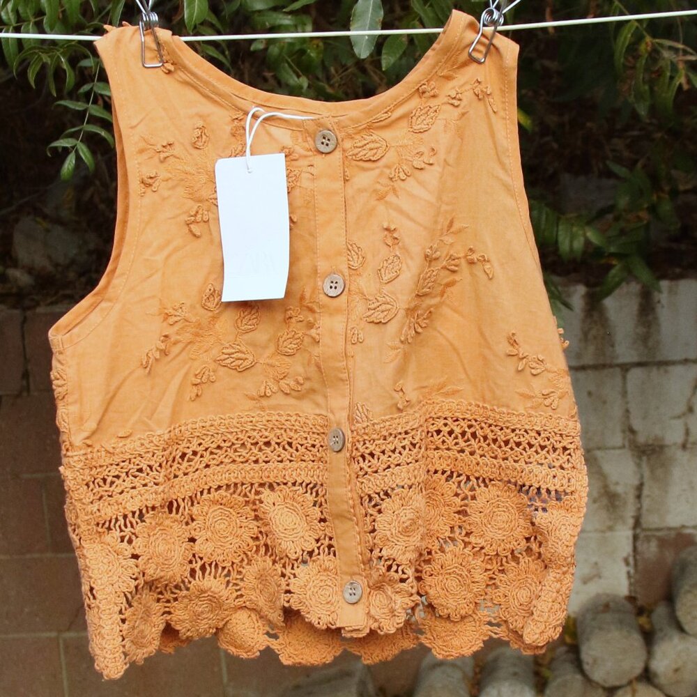 Zara Kids Crochet Floral Sleeveless Top 12-13Y